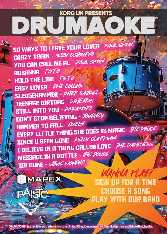 Korg UK Presents Drumaoke at The UK Drum Show 2025 - Tracklist 1