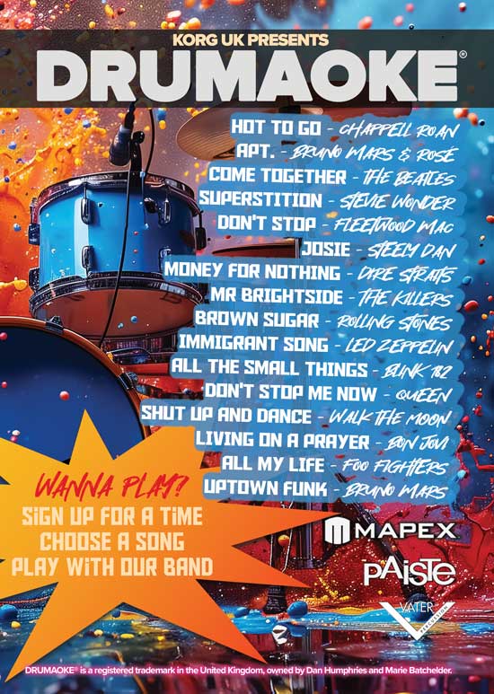 Korg UK Presents Drumaoke at The UK Drum Show 2025 - Tracklist 2