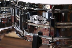 Pearl Duoluxe Snare - chrome over brass shell